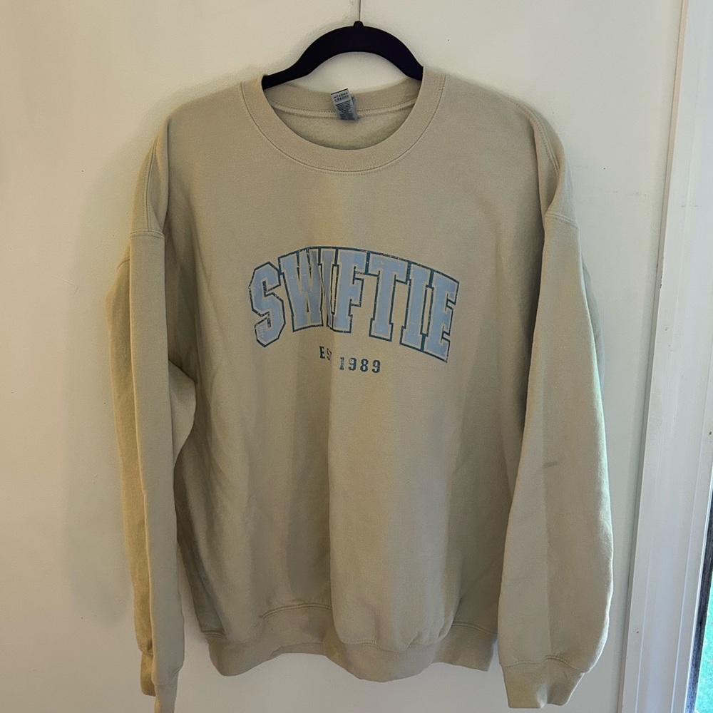 Tan & Blue Taylor Swift “Swiftie” Crew Neck - NWOT